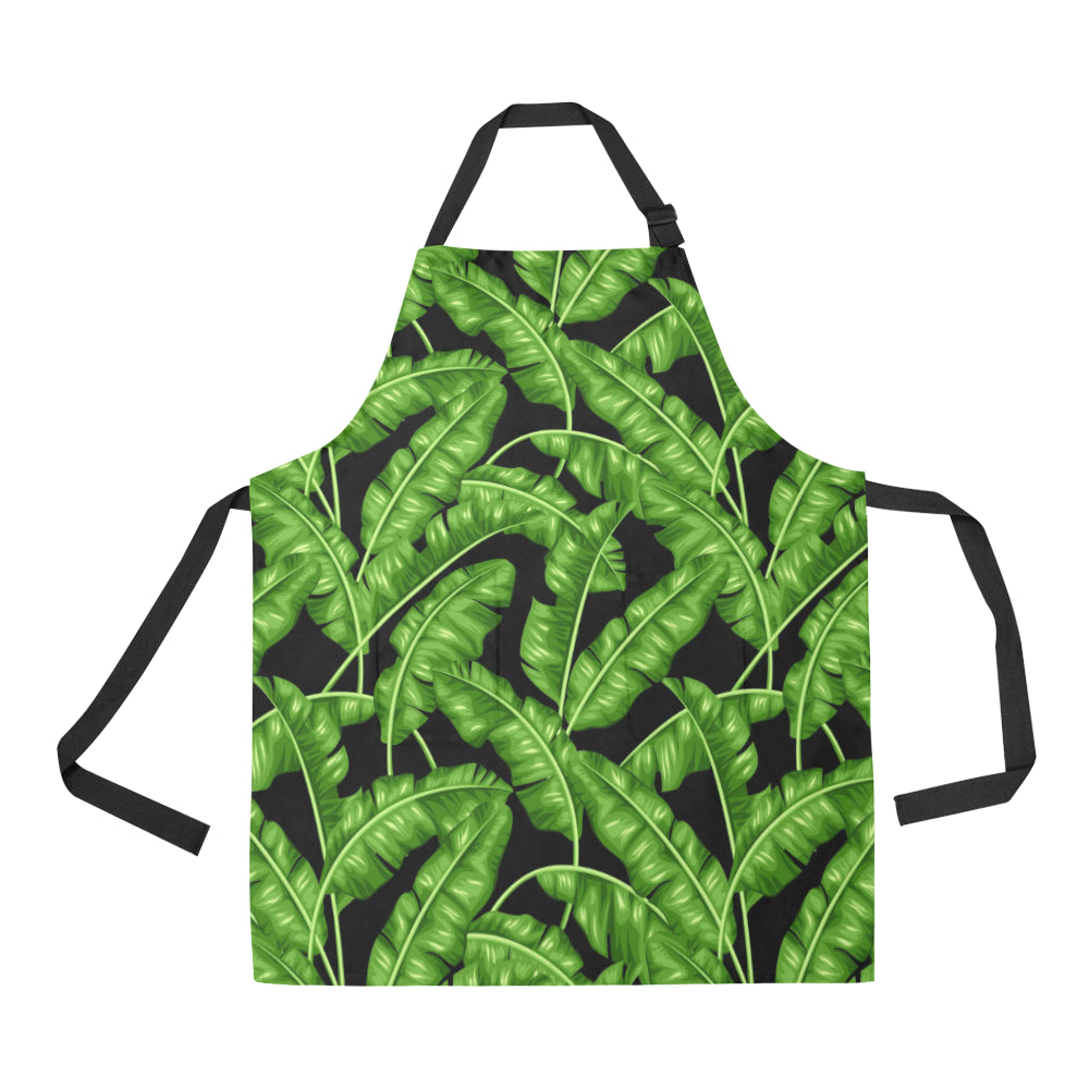Banana Leaf Pattern Print Design BL01 Apron with Pocket