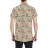 Native Buffalo Head Themed Design Print Men's Short Sleeve Button Up Shirt