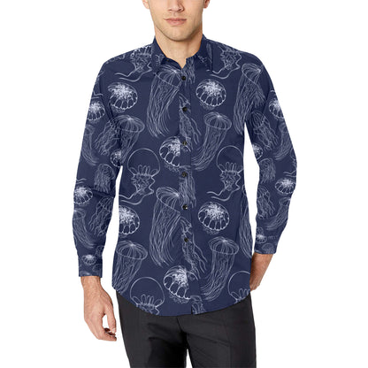 Jellyfish Pattern Print Design 05 Men's Long Sleeve Shirt