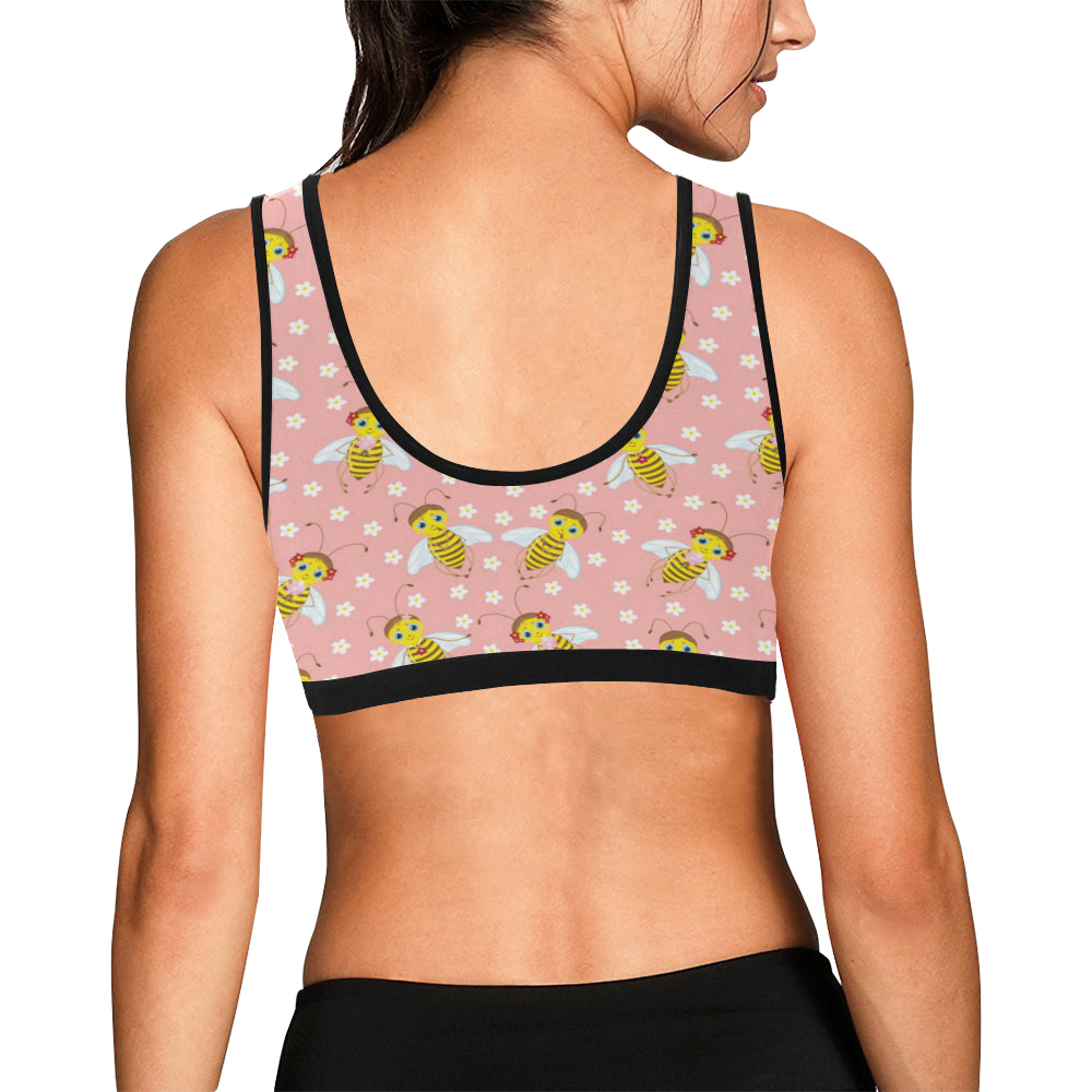 Bee Pattern Print Design BEE07 Sports Bra