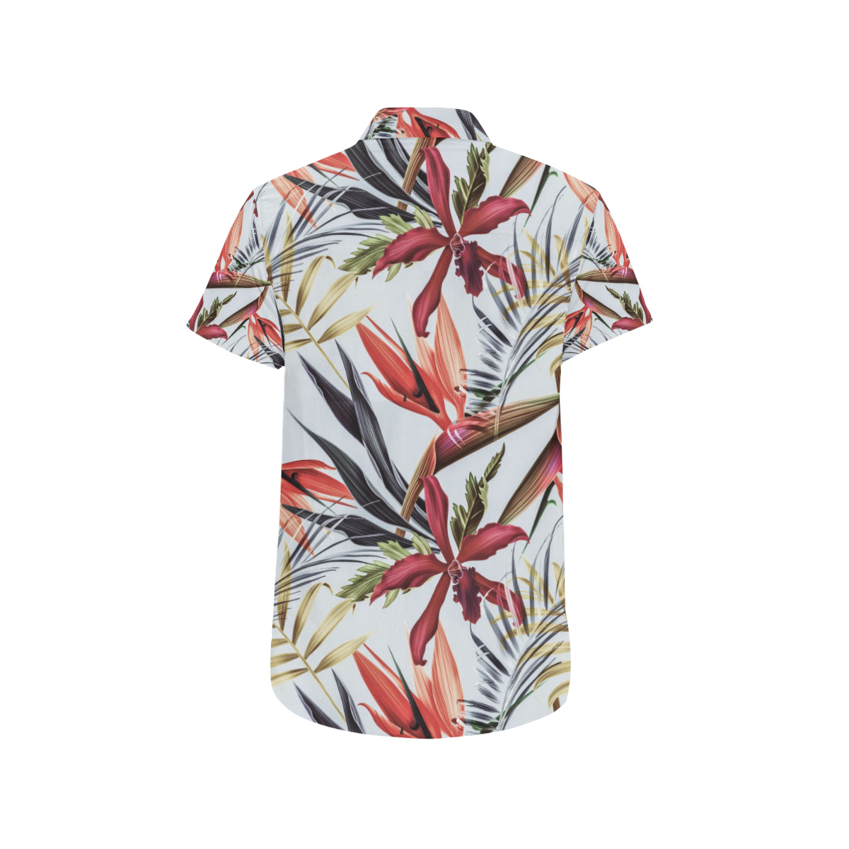 Tropical Flower Pattern Print Design TF021 Men's Short Sleeve Button Up Shirt