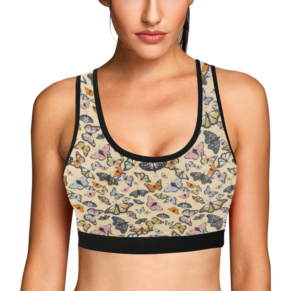 Butterfly Pattern Print Design 04 Sports Bra