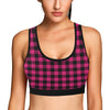 Pink Tartan Plaid Pattern Sports Bra