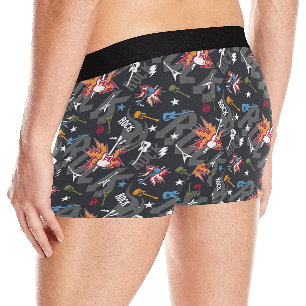 Rock and Roll Pattern Print Design A01 Men's Boxer Briefs