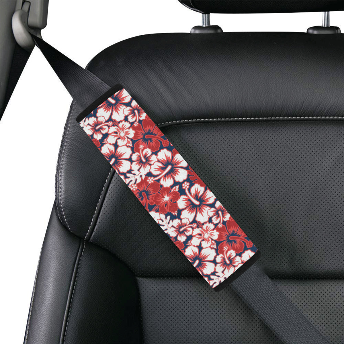 Red Hibiscus Pattern Print Design HB01 Car Seat Belt Cover