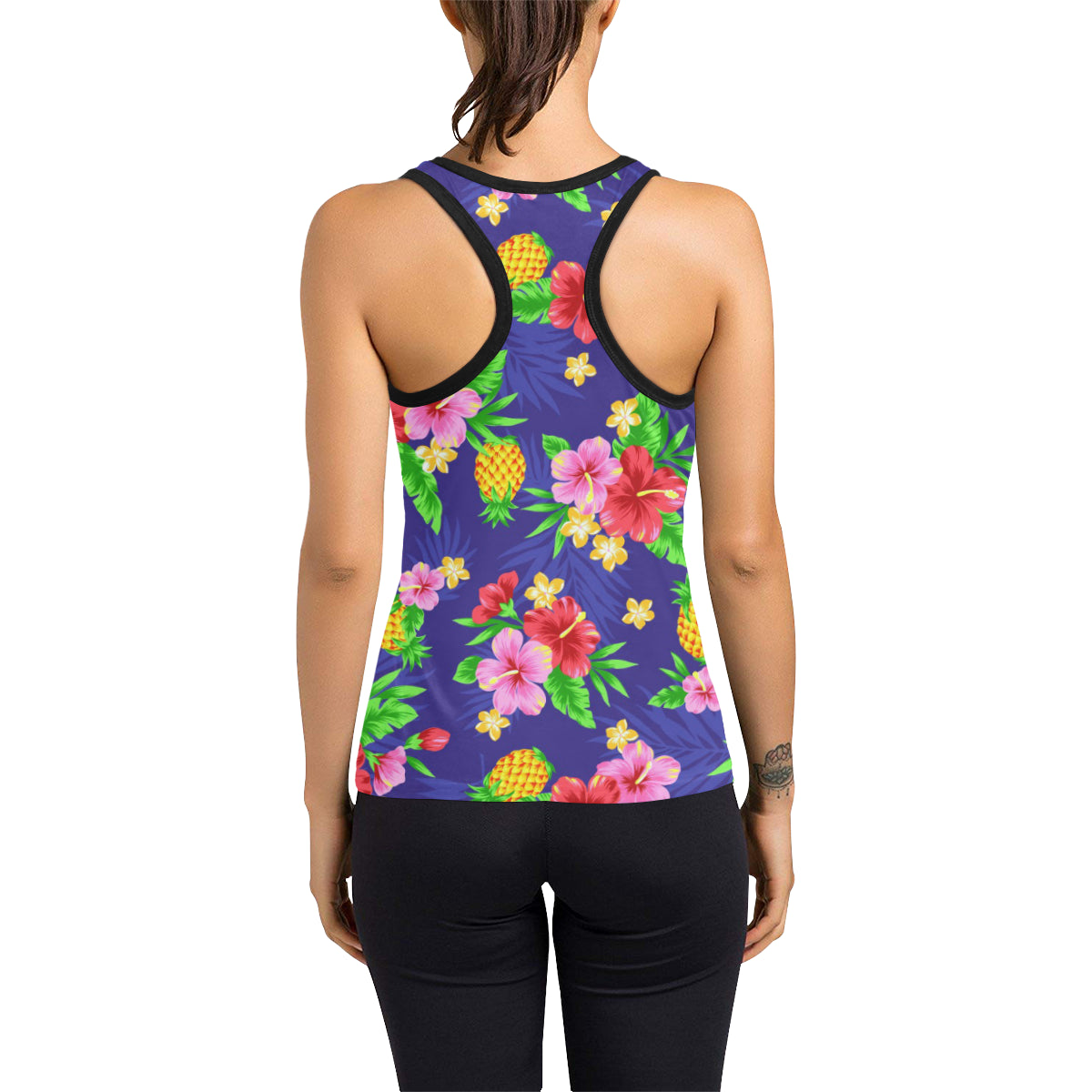 Hawaiian Themed Pattern Print Design H05 Women's Racerback Tank Top