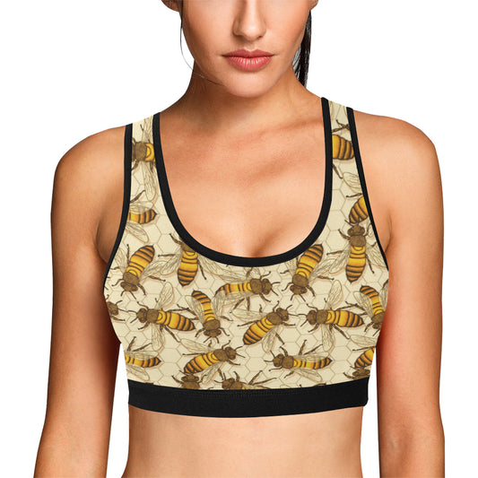 Bee Pattern Print Design BEE05 Sports Bra