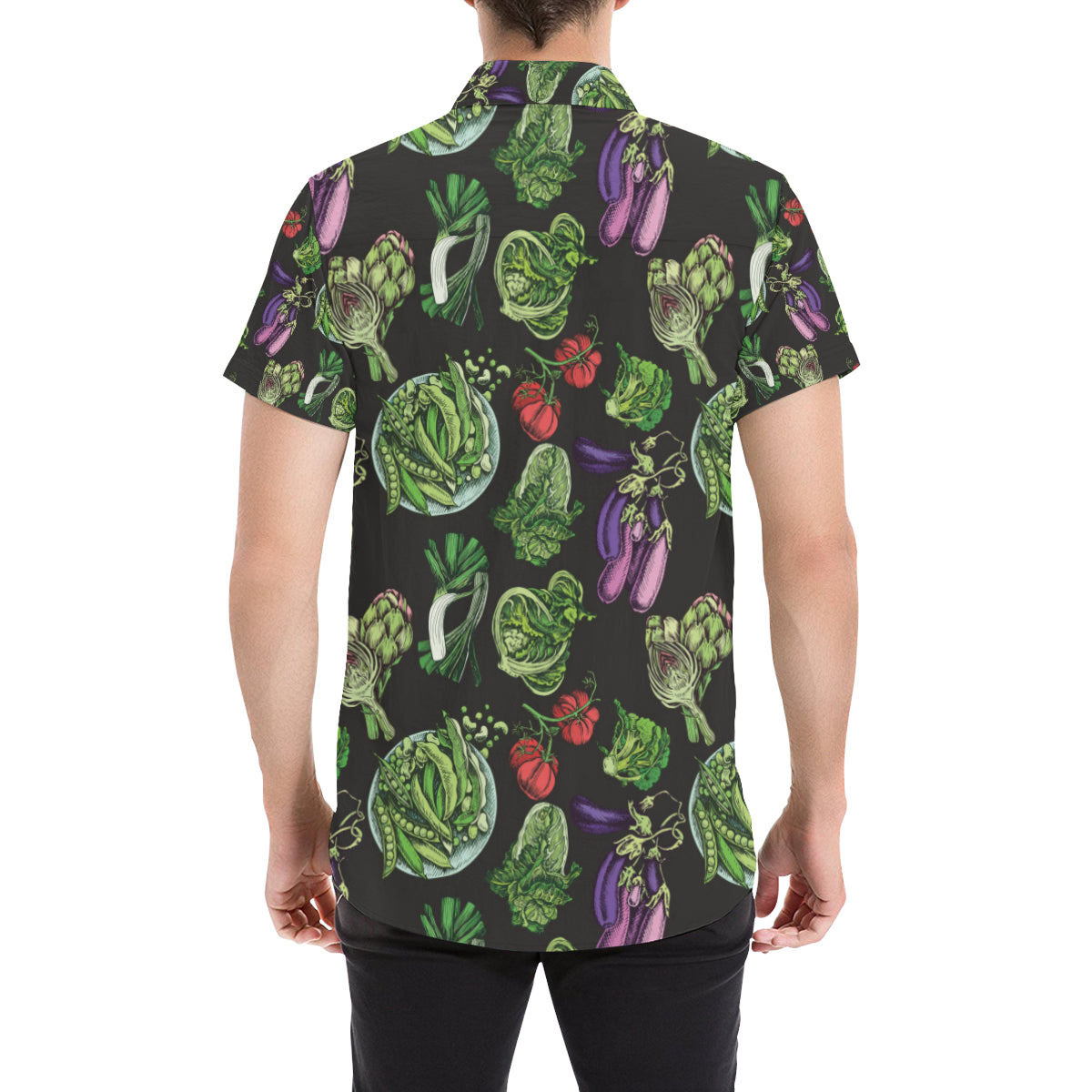 Lettuce Pattern Print Design 01 Men's Short Sleeve Button Up Shirt
