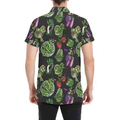 Lettuce Pattern Print Design 01 Men's Short Sleeve Button Up Shirt