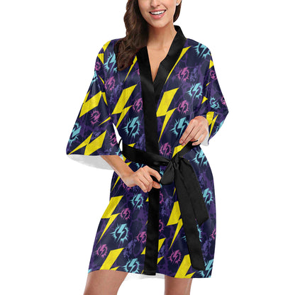 Lightning Thunder Pattern Print Design 01 Women's Short Kimono