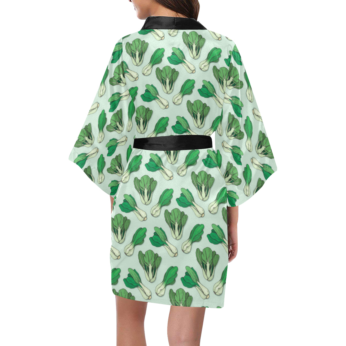 Bok Choy Pattern Print Design 01 Women's Short Kimono