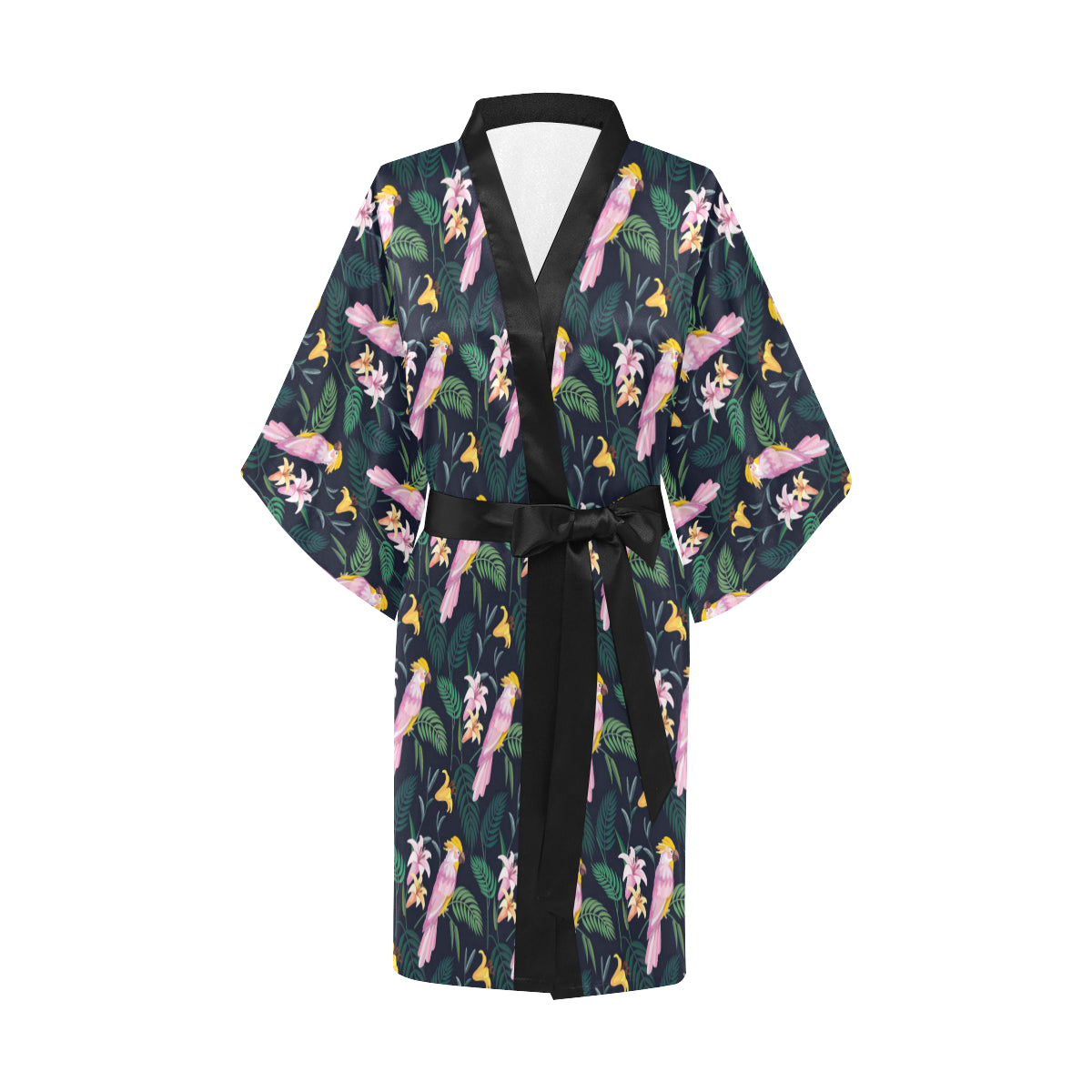 Cockatoo Pattern Print Design 03 Women's Short Kimono