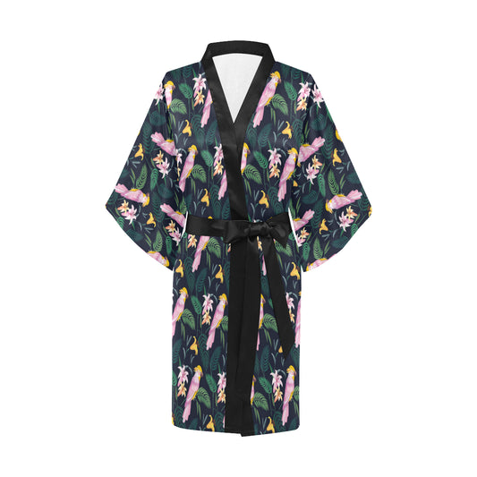 Cockatoo Pattern Print Design 03 Women's Short Kimono