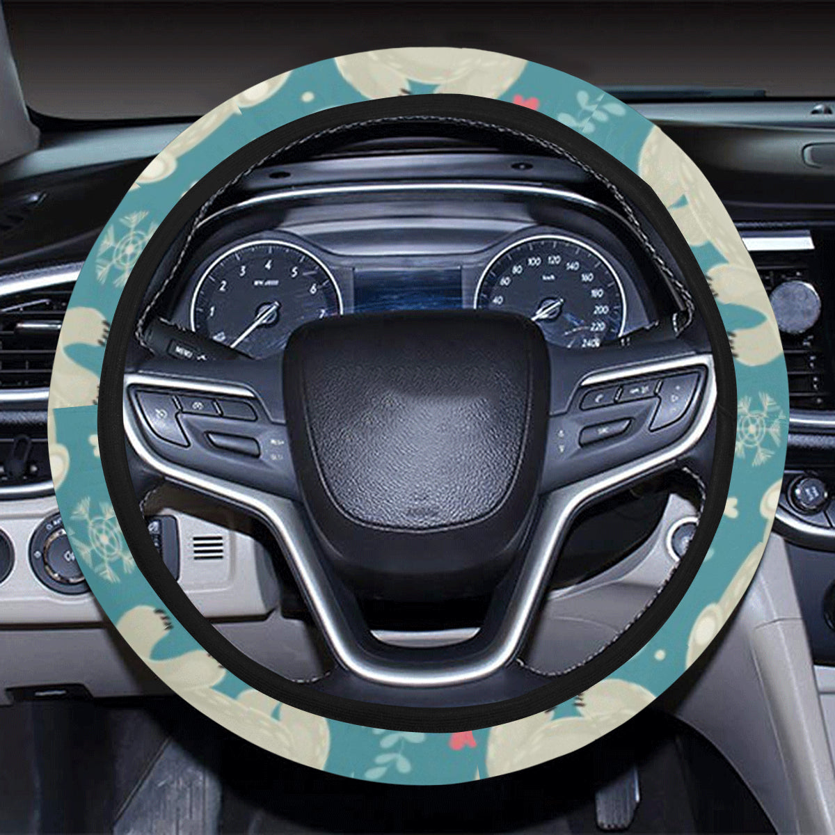 Bear Pattern Print Design BE04 Steering Wheel Cover with Elastic Edge