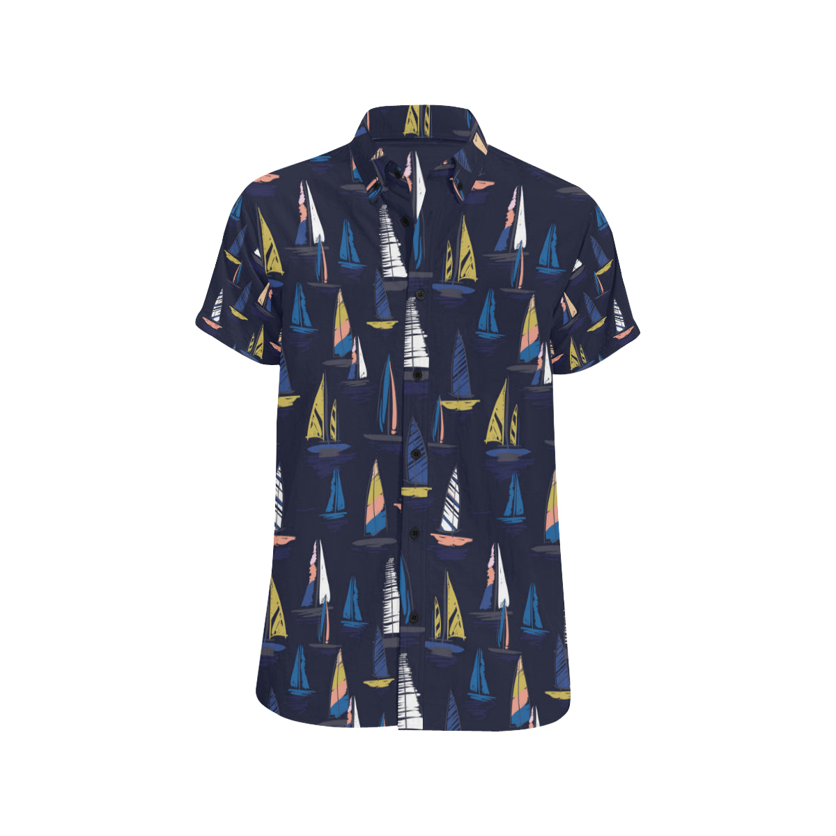 Sailing Ships Pattern Print Design A03 Men's Short Sleeve Button Up Shirt