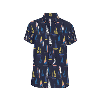 Sailing Ships Pattern Print Design A03 Men's Short Sleeve Button Up Shirt