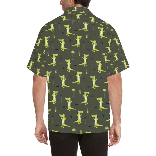 Alligator Pattern Print Design 05 Mens Hawaiian Shirt Jorjune