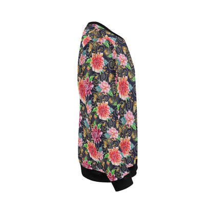 Dahlia Pattern Print Design DH02 Men Long Sleeve Sweatshirt