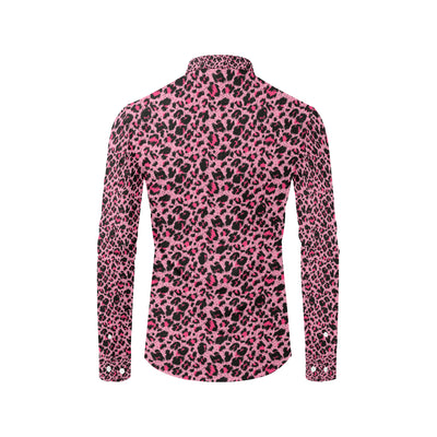 Cheetah Pink Pattern Print Design 01 Men's Long Sleeve Shirt