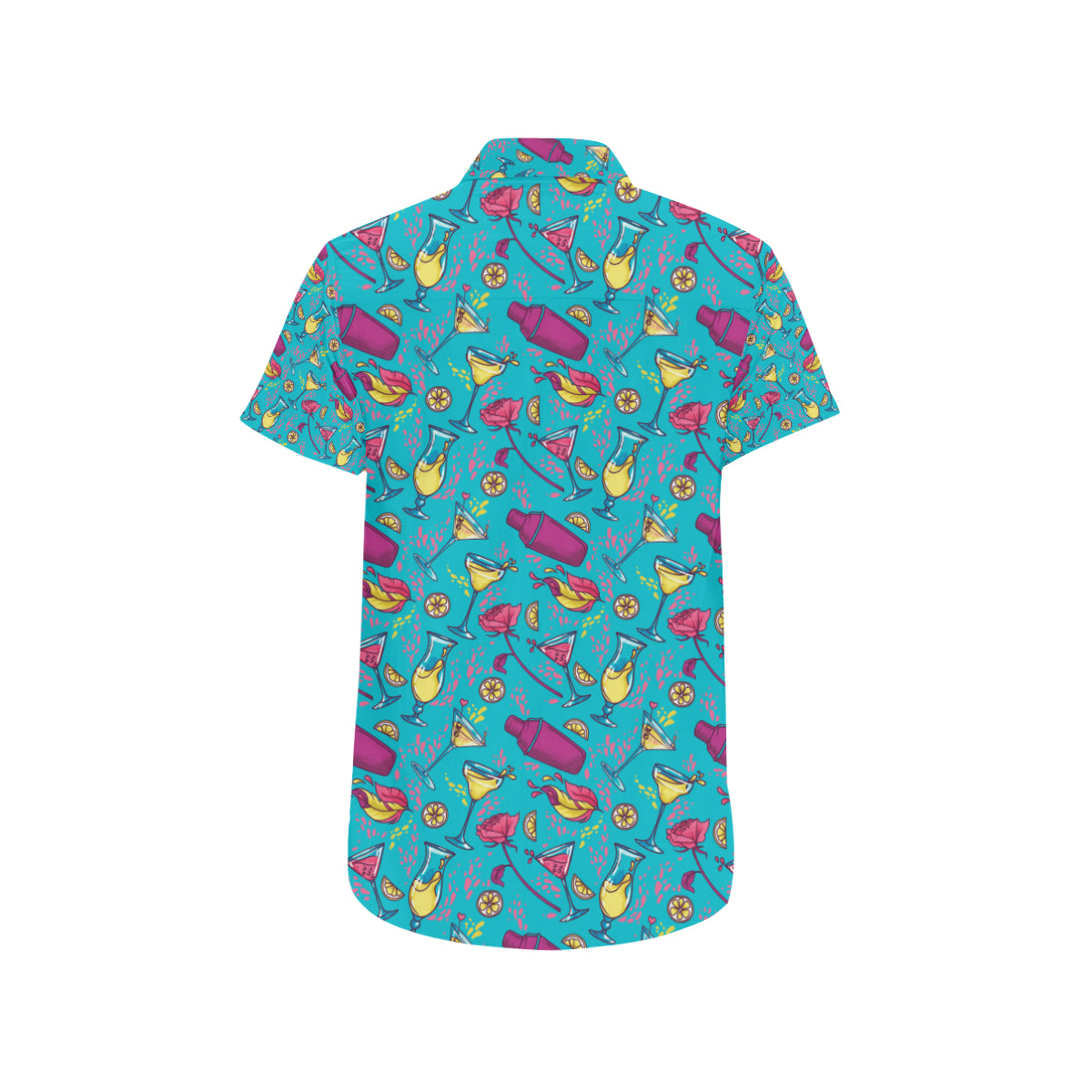 Cocktail Pattern Print Design 03 Men's Short Sleeve Button Up Shirt