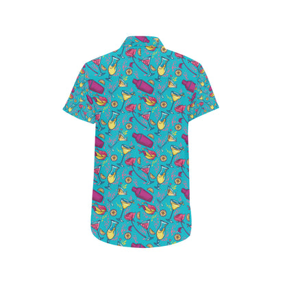 Cocktail Pattern Print Design 03 Men's Short Sleeve Button Up Shirt
