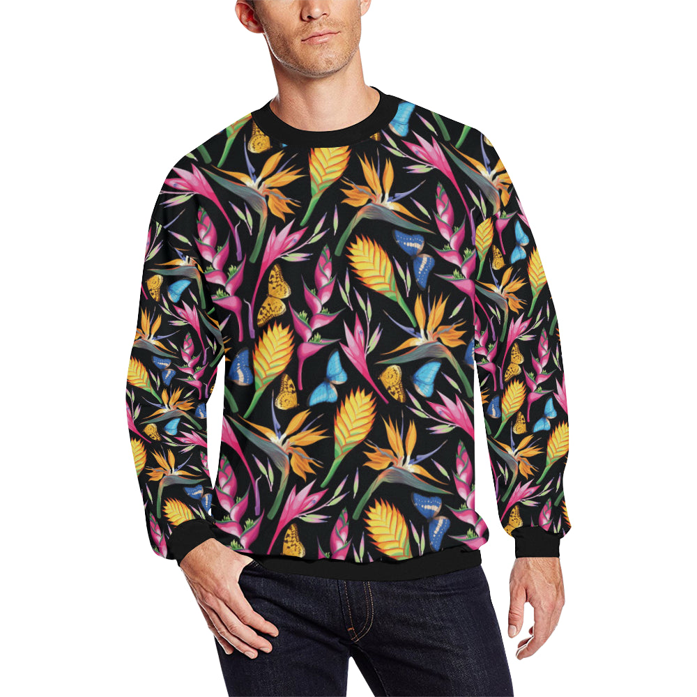 Tropical Flower Pattern Print Design TF016 Men Long Sleeve Sweatshirt