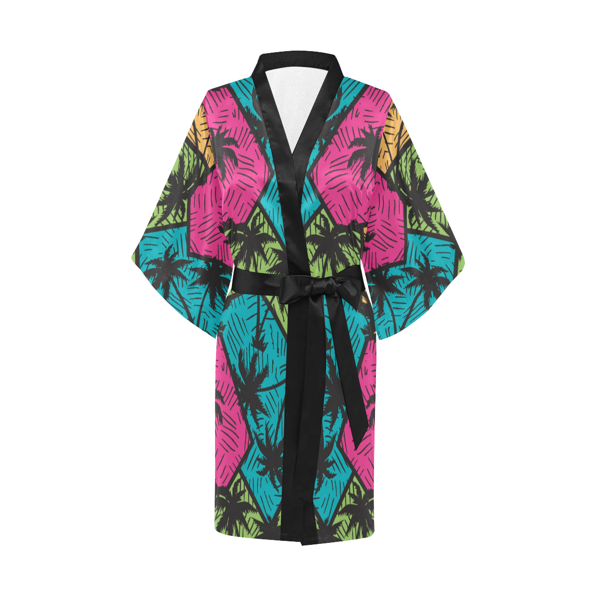 Palm Tree Pattern Print Design PT09 Women Kimono Robe