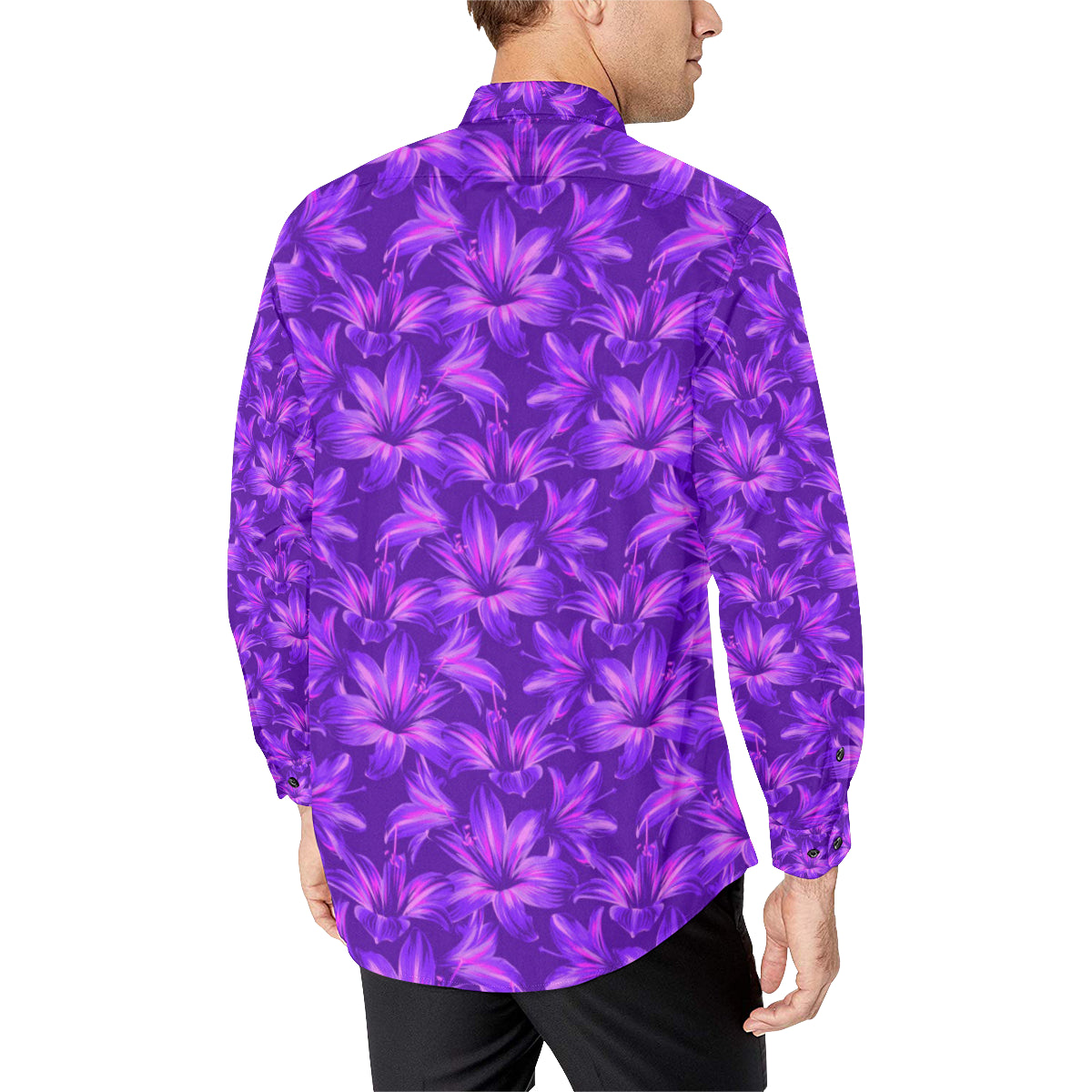 Amaryllis Pattern Print Design AL03 Men's Long Sleeve Shirt