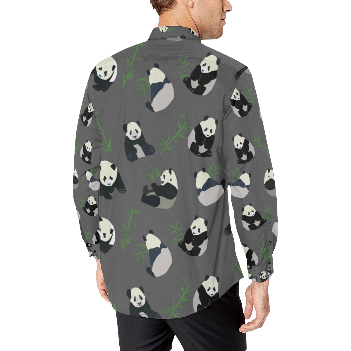 Panda Pattern Print Design A06 Men's Long Sleeve Shirt