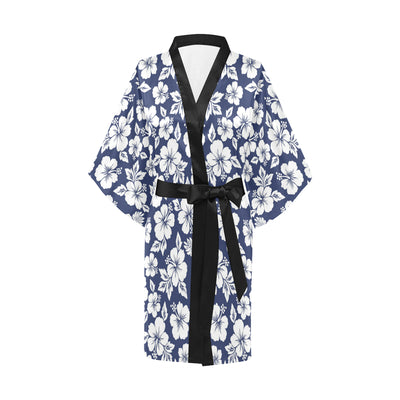 Hibiscus Pattern Print Design HB012 Women Kimono Robe