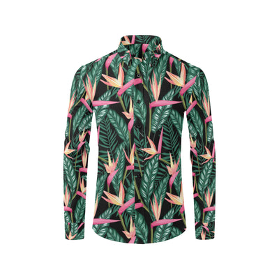 Bird Of Paradise Pattern Print Design BOP03 Men's Long Sleeve Shirt