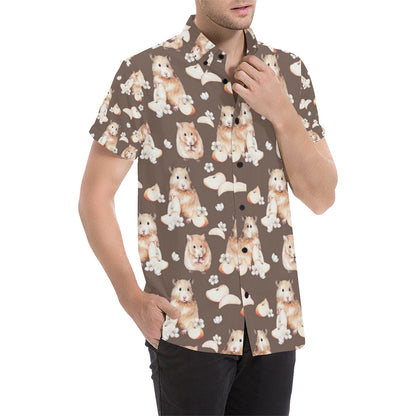 Hamster Pattern Print Design 03 Men's Short Sleeve Button Up Shirt
