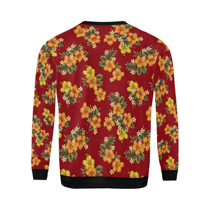 Orange Hibiscus Pattern Print Design HB026 Men Long Sleeve Sweatshirt