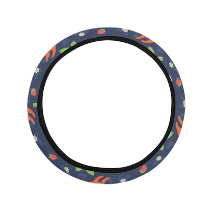 Fox Strawberry Print Pattern Steering Wheel Cover with Elastic Edge