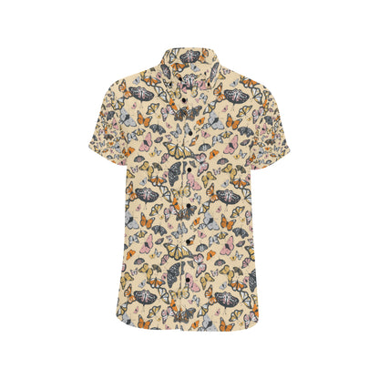 Butterfly Pattern Print Design 04 Men's Short Sleeve Button Up Shirt