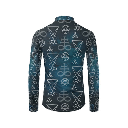 Pentagram Pattern Print Design A03 Men's Long Sleeve Shirt