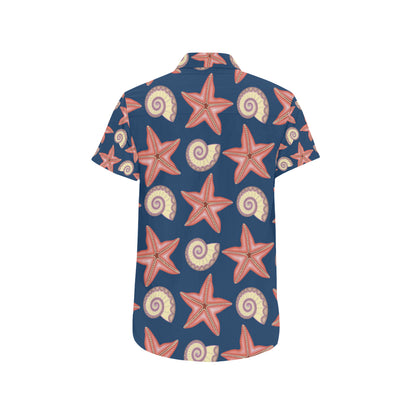 Starfish Pattern Print Design 03 Men's Short Sleeve Button Up Shirt