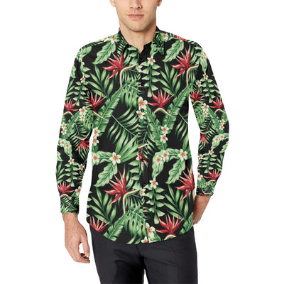 Bird Of Paradise Pattern Print Design BOP05 Men's Long Sleeve Shirt