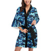 Camo Blue Pattern Print Design 04 Women's Short Kimono