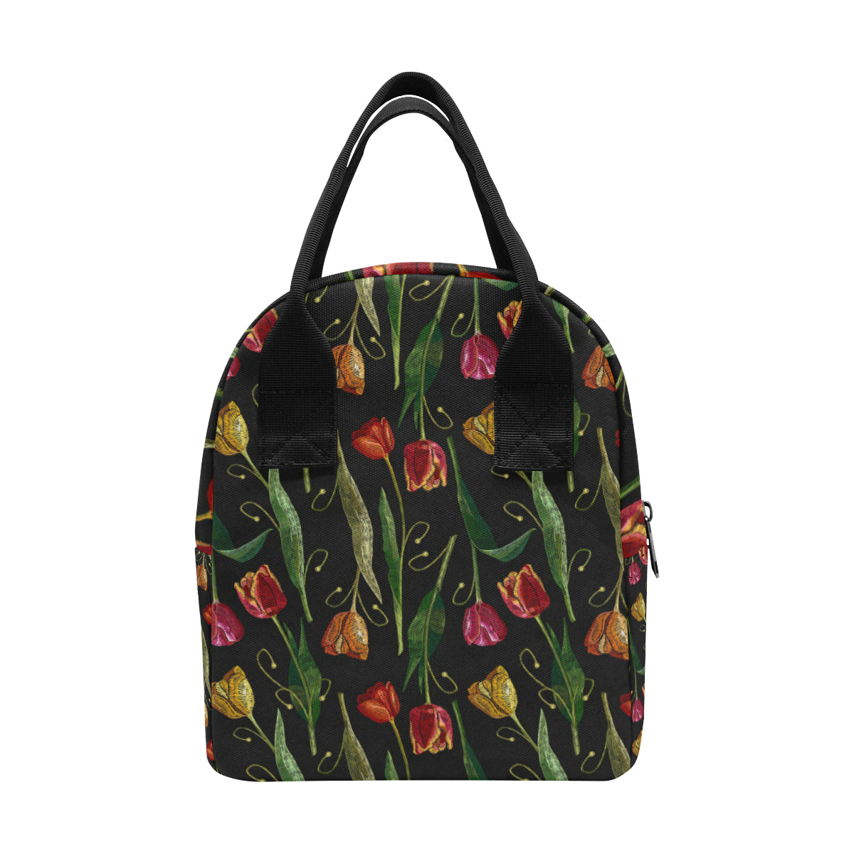 Tulip Embroidered Pattern Print Design TP01 Insulated Lunch Bag