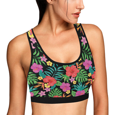 Hibiscus Red Hawaiian Flower Sports Bra