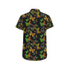 Butterfly Neon Color Print Pattern Men's Short Sleeve Button Up Shirt