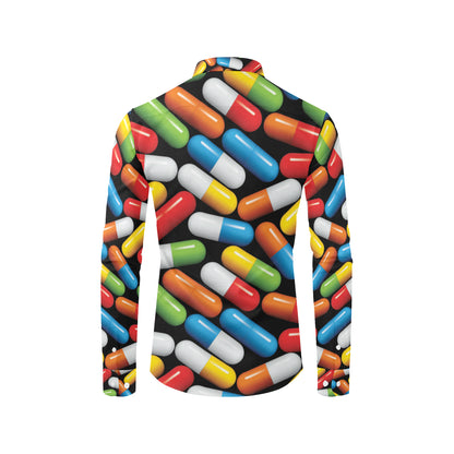 Pill Pattern Print Design A02 Men's Long Sleeve Shirt
