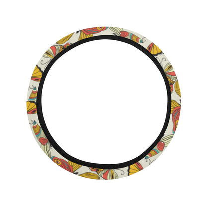 Butterfly Pattern Print Design 02 Steering Wheel Cover with Elastic Edge