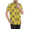 Sunflower Pattern Print Design SF06 Men's Short Sleeve Button Up Shirt