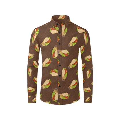 Taco Pattern Print Design TC08 Men's Long Sleeve Shirt