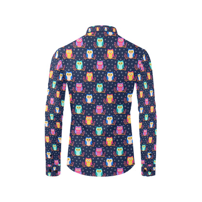 Owl Cute Themed Design Print Men's Long Sleeve Shirt