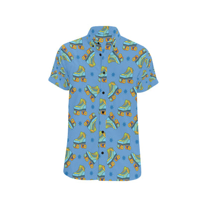 Roller skate Pattern Print Design A04 Men's Short Sleeve Button Up Shirt