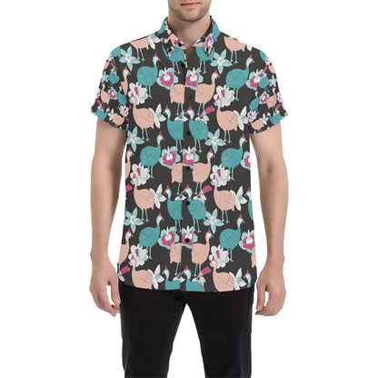 Guinea Fowl Pattern Print Design 03 Men's Short Sleeve Button Up Shirt