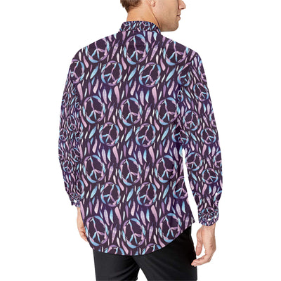 Peace Sign Feather Design Print Men's Long Sleeve Shirt